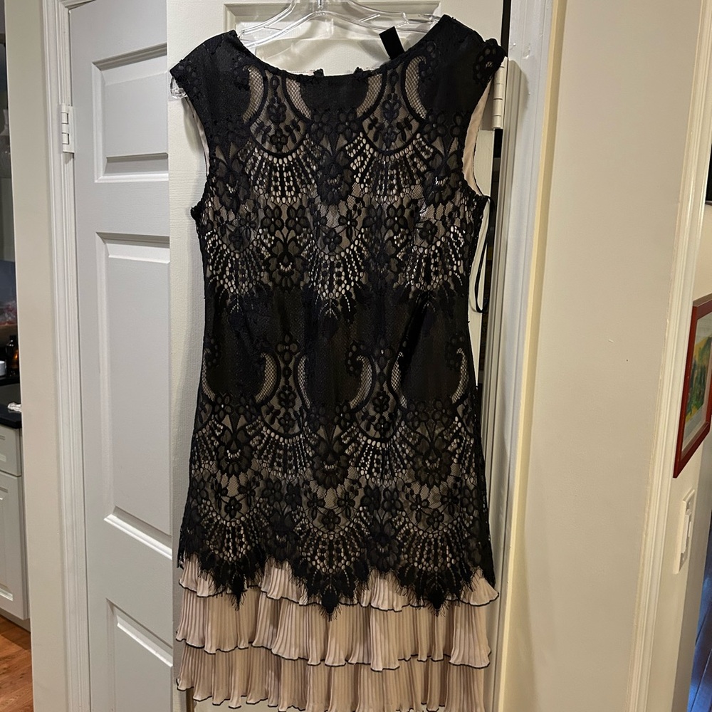 Frank Lyman Design Black Lace and Cream Mini Dress